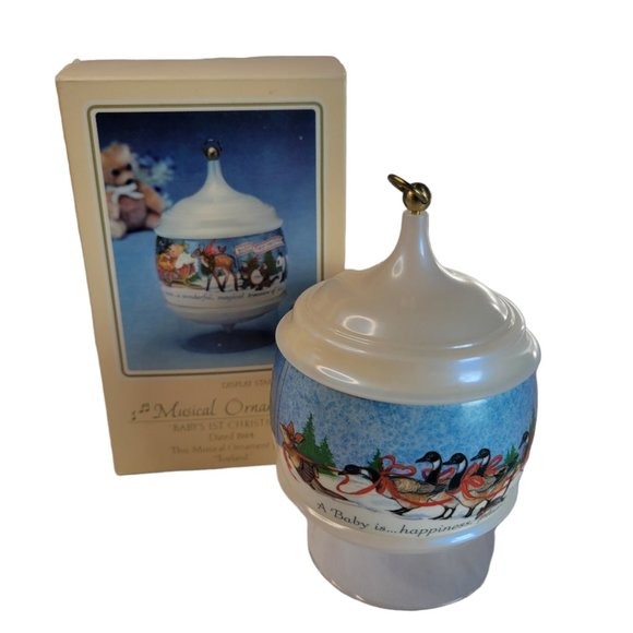 Hallmark Musical Ornament "1984" Babies 1st Christmas playing Toyland Windup - Picture 2 of 4